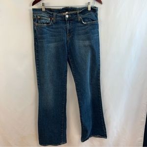 Lucky Brand Dungarees Jeans Mid Rise Flare Denim Women Jeans 10/30 Reg Dark Wash